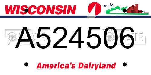 A524506 Wisconsin License Plate