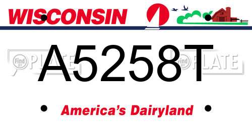 A5258T Wisconsin License Plate