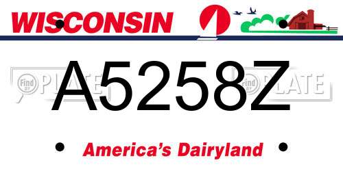 A5258Z Wisconsin License Plate