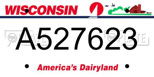 A527623 Wisconsin License Plate