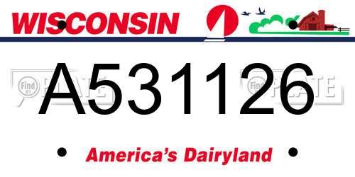 A531126 Wisconsin License Plate
