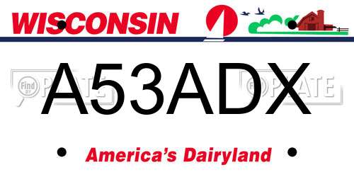 A53ADX Wisconsin License Plate