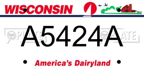 A5424A Wisconsin License Plate