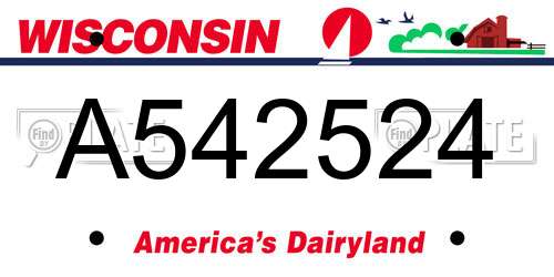 A542524 Wisconsin License Plate