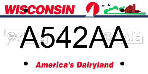 A542AA Wisconsin License Plate