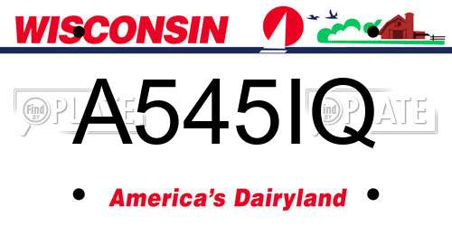 A545IQ Wisconsin License Plate