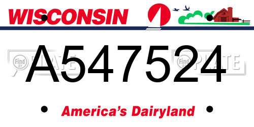A547524 Wisconsin License Plate