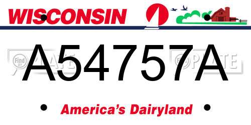 A54757A Wisconsin License Plate