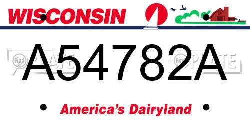 A54782A Wisconsin License Plate