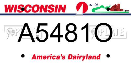A5481O Wisconsin License Plate