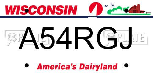 A54RGJ Wisconsin License Plate