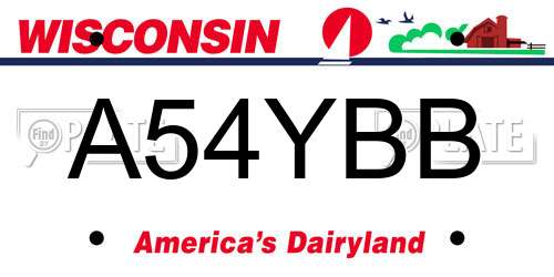 A54YBB Wisconsin License Plate