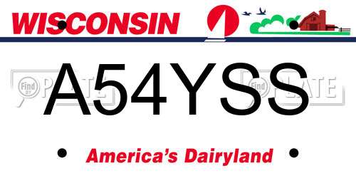 A54YSS Wisconsin License Plate