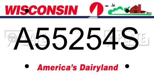 A55254S Wisconsin License Plate