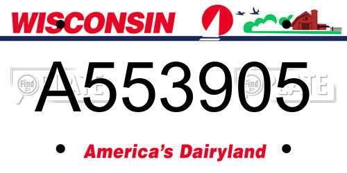A553905 Wisconsin License Plate