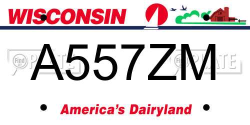 A557ZM Wisconsin License Plate