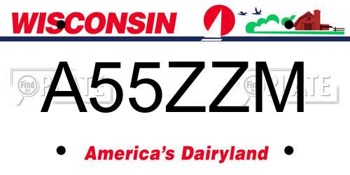 A55ZZM Wisconsin License Plate