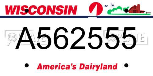 A562555 Wisconsin License Plate