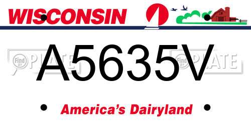 A5635V Wisconsin License Plate