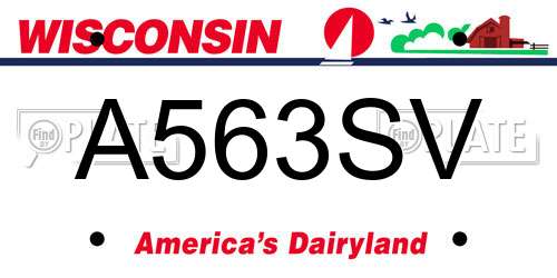 A563SV Wisconsin License Plate