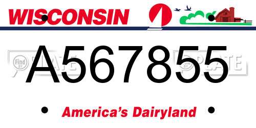 A567855 Wisconsin License Plate