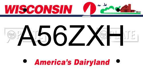 A56ZXH Wisconsin License Plate