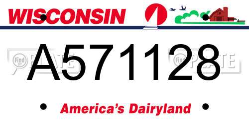 A571128 Wisconsin License Plate