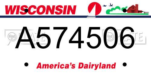 A574506 Wisconsin License Plate