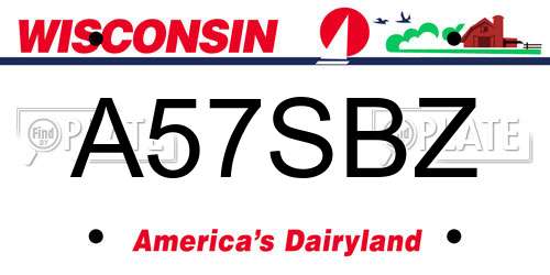 A57SBZ Wisconsin License Plate