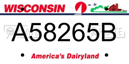 A58265B Wisconsin License Plate