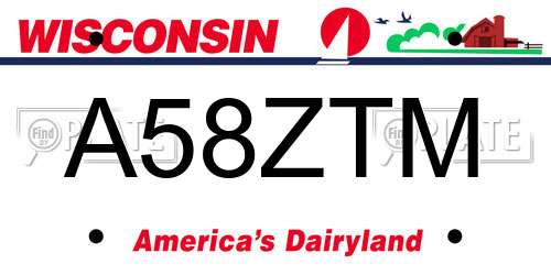 A58ZTM Wisconsin License Plate