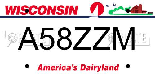 A58ZZM Wisconsin License Plate