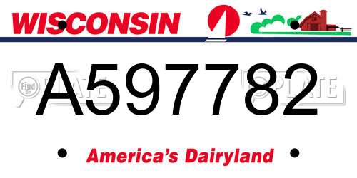 A597782 Wisconsin License Plate