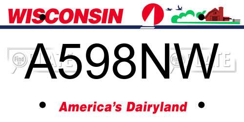 A598NW Wisconsin License Plate