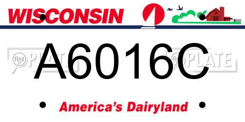 A6016C Wisconsin License Plate