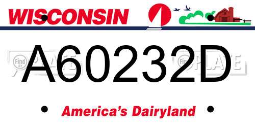 A60232D Wisconsin License Plate