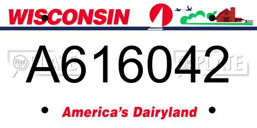 A616042 Wisconsin License Plate