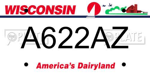 A622AZ Wisconsin License Plate