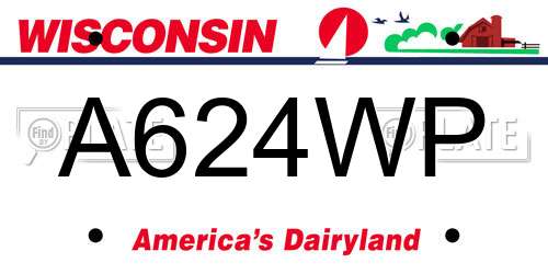 A624WP Wisconsin License Plate