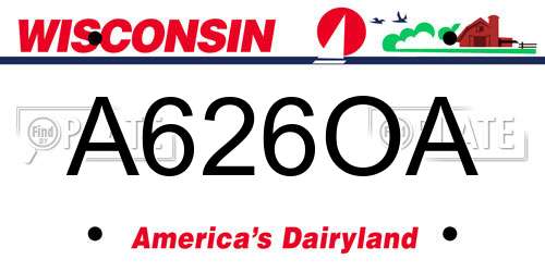 A626OA Wisconsin License Plate