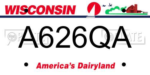 A626QA Wisconsin License Plate