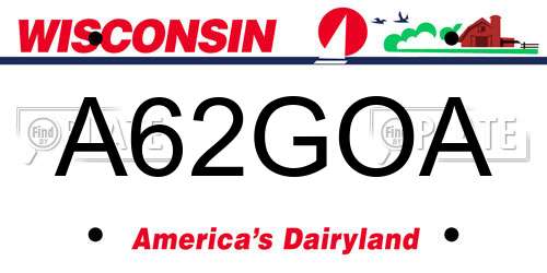A62GOA Wisconsin License Plate