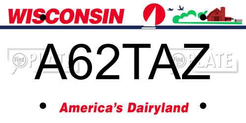 A62TAZ Wisconsin License Plate