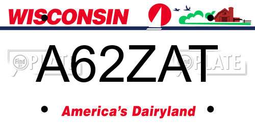 A62ZAT Wisconsin License Plate