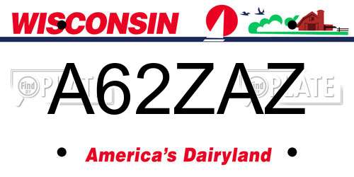 A62ZAZ Wisconsin License Plate