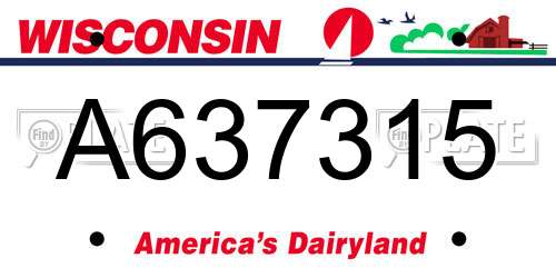 A637315 Wisconsin License Plate