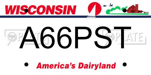 A66PST Wisconsin License Plate