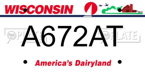 A672AT Wisconsin License Plate