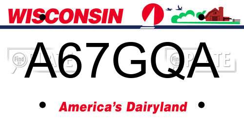 A67GQA Wisconsin License Plate