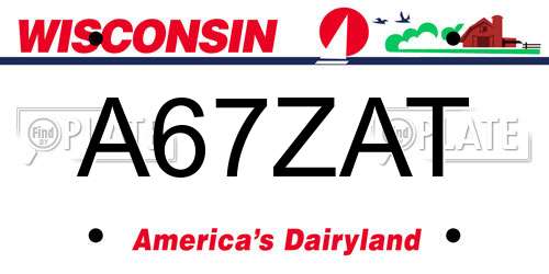 A67ZAT Wisconsin License Plate